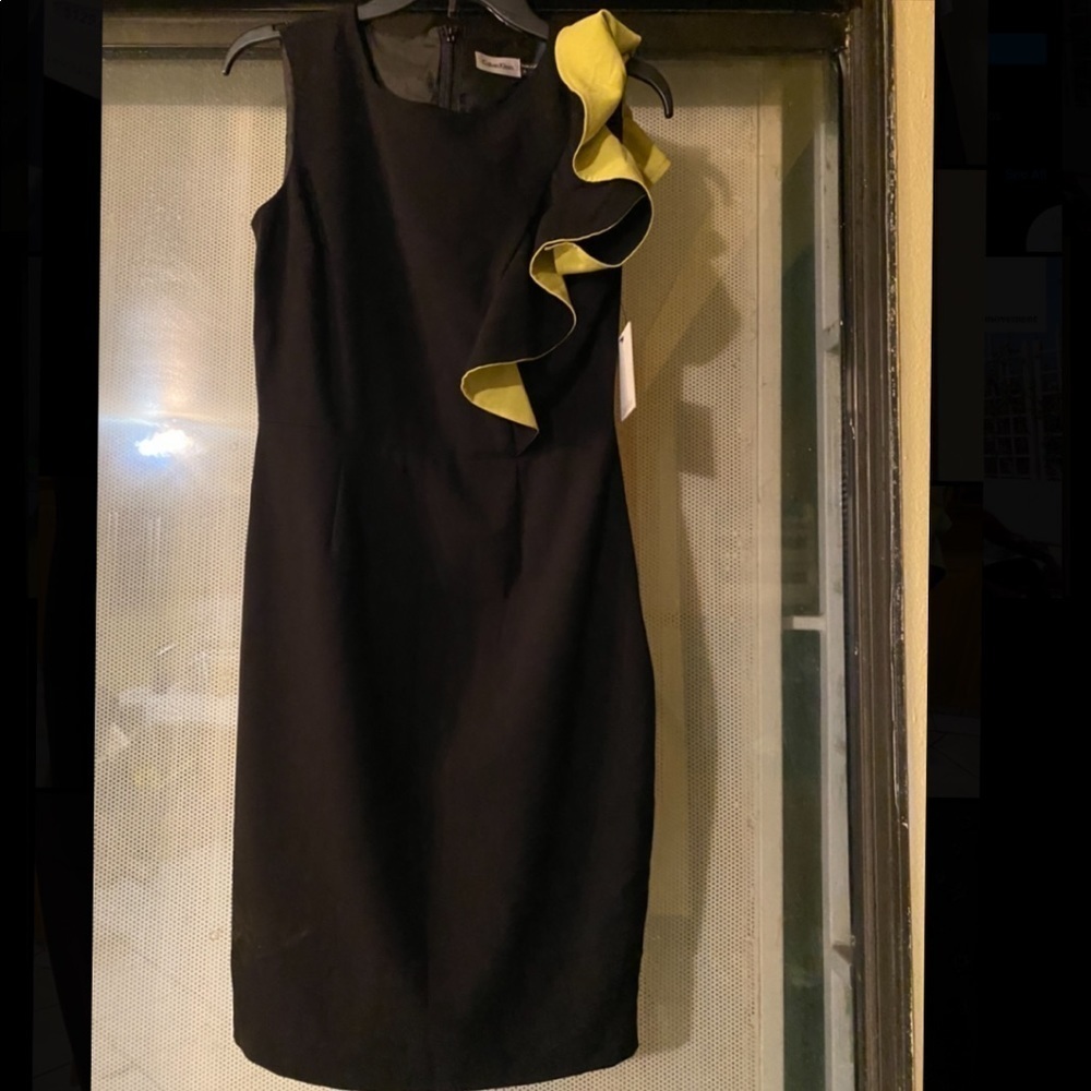 Calvin Klein Sheath Dress Shoulder Ruffle - Picture 3 of 9